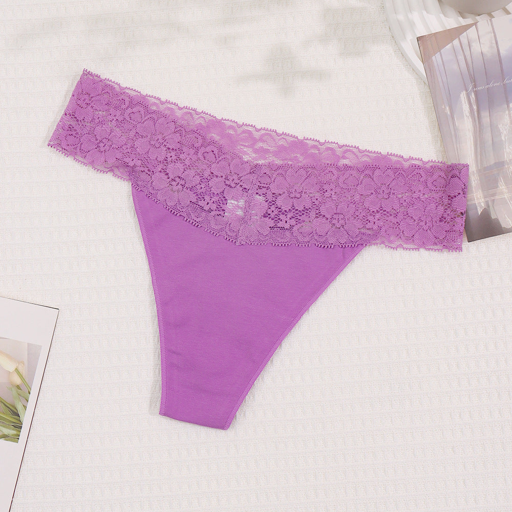 Freedombeauty | New Panties Cotton Women Lace Sexy Low Waist Seamless Breathable Invisible Underpants Simple Female T-Back