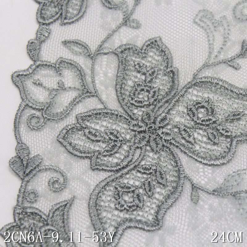 Freedombeauty | Cyan Unilateral Vintage Flower Warp Knitting Net Embroidery Lace Curtain Sofa Cushion Lace Accessories
