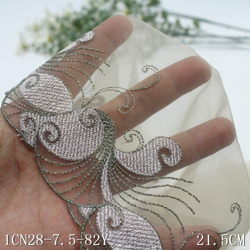 freedombeauty|Skin Tone Single Side Gold Thread Ancient Style Pattern Mesh Embroidery Curtain Sofa Cushion Lace Trim DIY