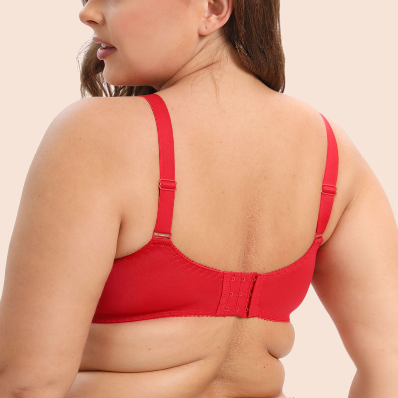 Freedombeauty | Translucent Mesh Stitching Ultra-Thin plus Size Bra Full Cup with Steel Ring Red Birth Year European and American Plump Girls Underwear