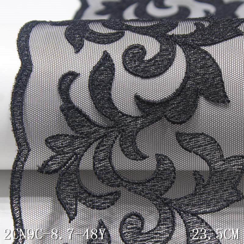 Freedombeauty | Black Mesh Polyester Thread Thorns Embroidery Lace DIY Accessories Curtain Sofa Cushion Accessories Lace