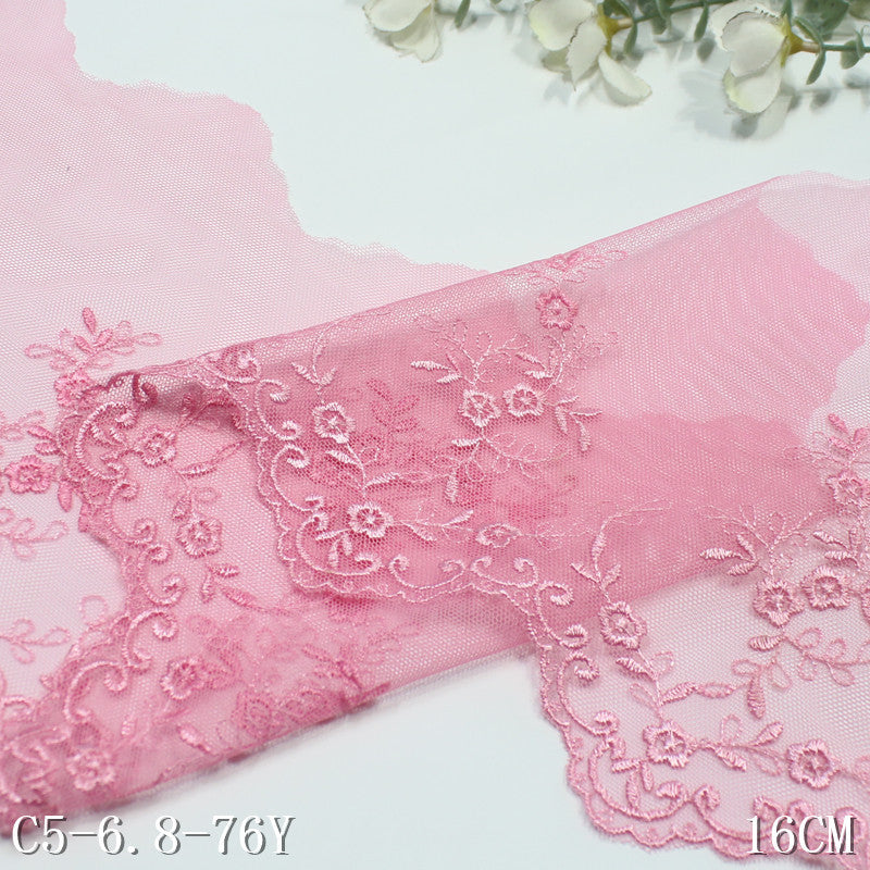 freedombeauty|Two-Color French Style Single Wave Small Flower Mesh Embroidery 16cm Curtain Sofa Cushion Lace Trim DIY Accessories