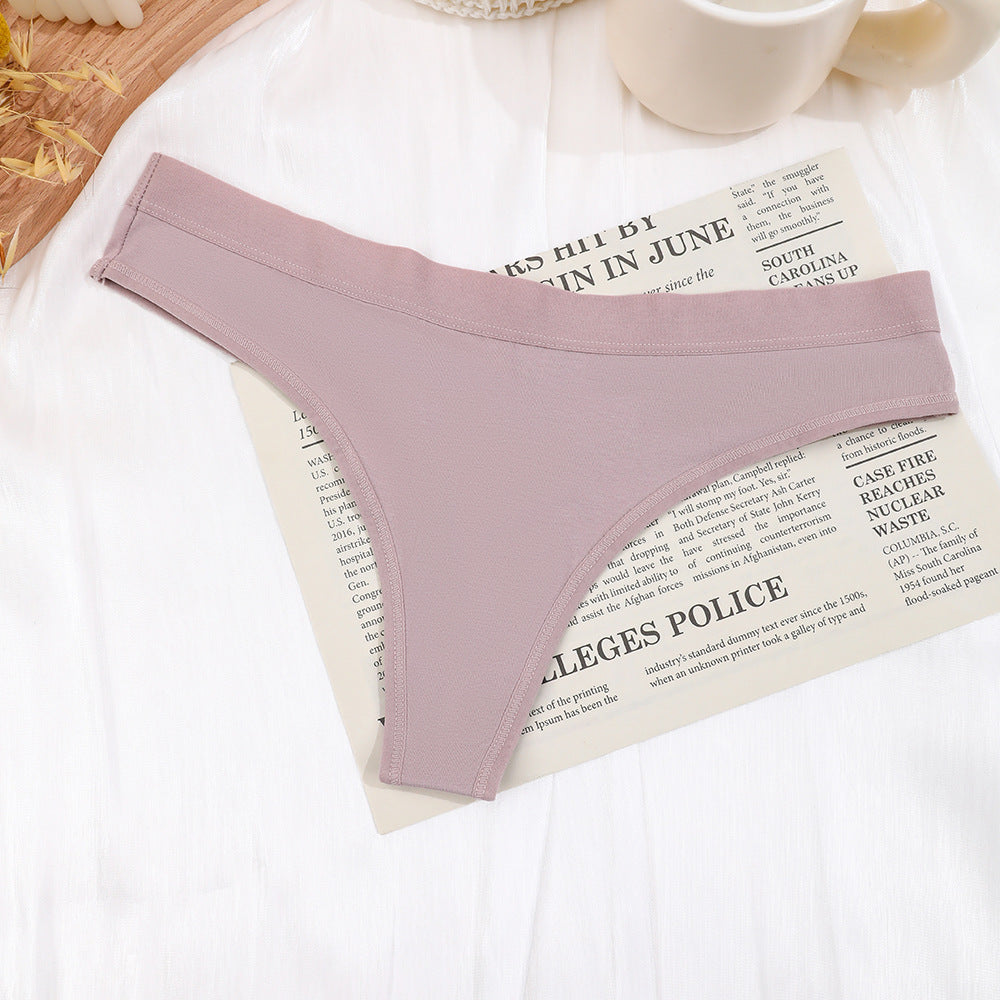 Freedombeauty | Solid Color plus Size Underwear Women's Cotton European and American T-Back Sexy Seamless Breathable Pure Desire Women's Briefs