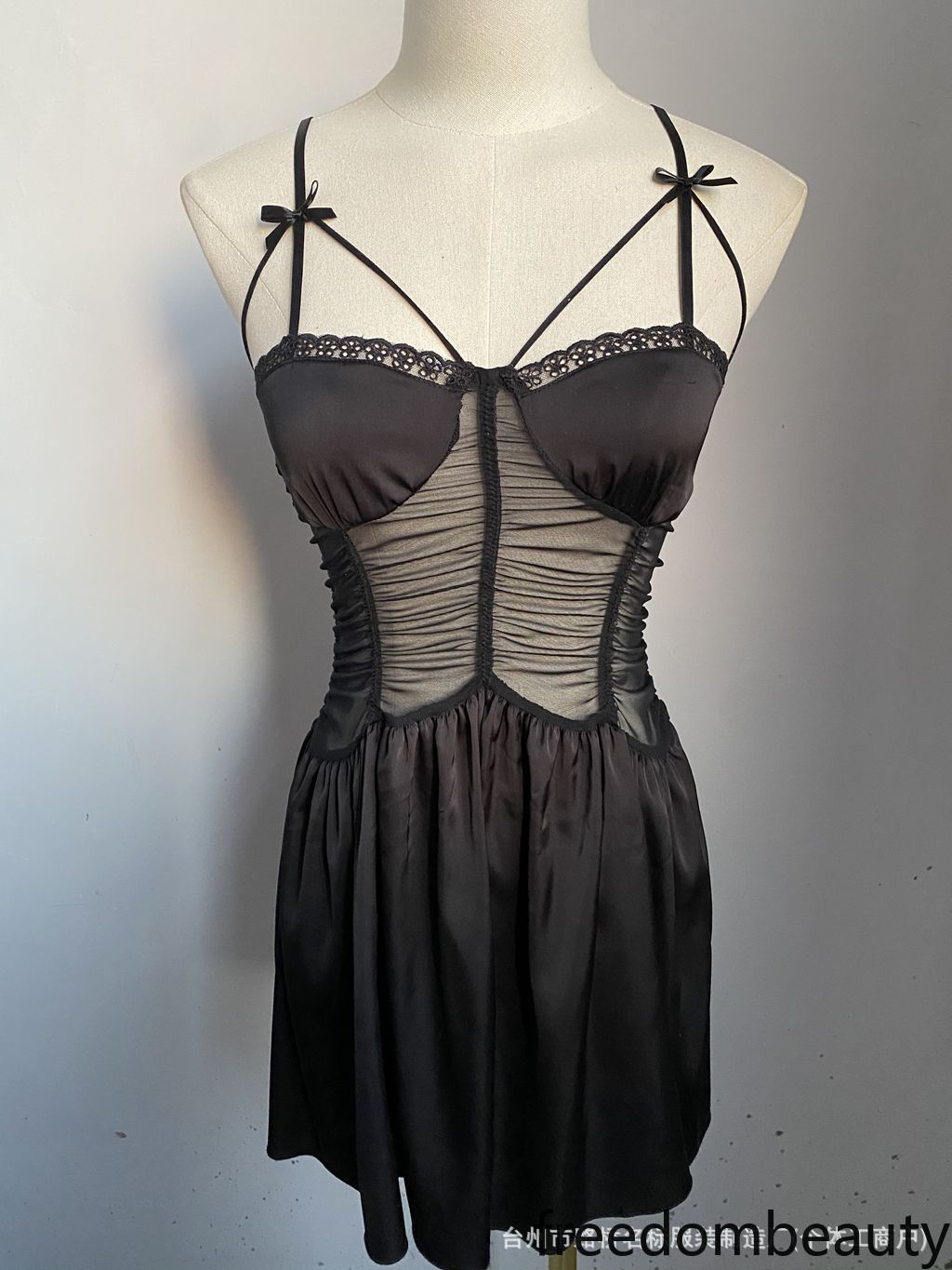 Freedombeauty | 7067 mesh satin sex nightdress pajamas