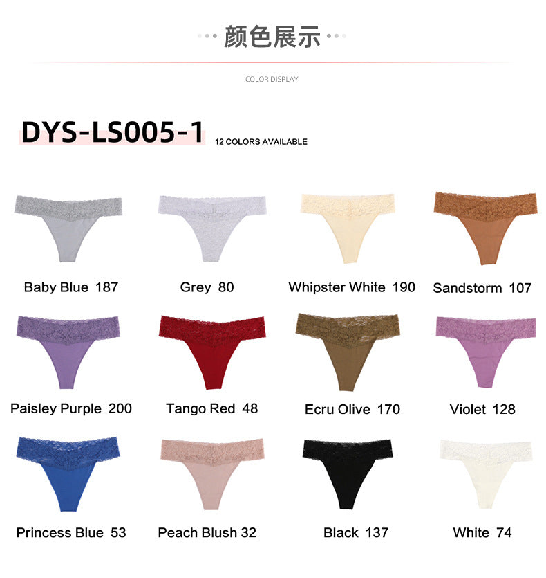 freedombeauty|V Low Waist Sexy Lace Invisible Panties Women's Triangle Panties Lace Trim Pure Desire Slimming Cloud T-backs