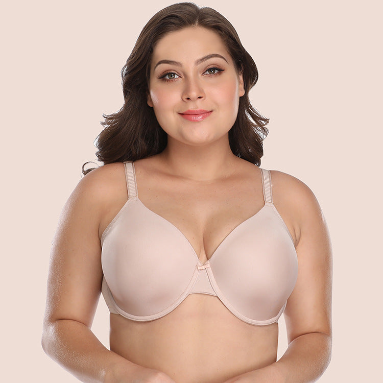 Freedombeauty | Brand plus Size Bra Glossy Thin Cup European and American Underwear Big Chest Show Mini Tie Steel Ring Bra