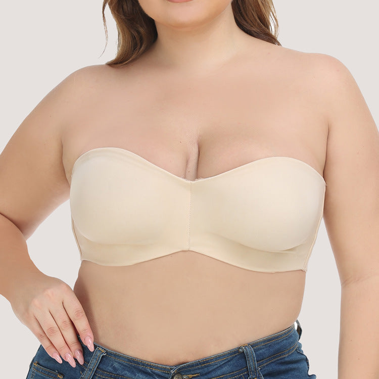 Freedombeauty | Seamless Ultra-Thin Glossy Ice Silk Tube Top Bra Non-Slip Strapless plus Size Wedding Underwear