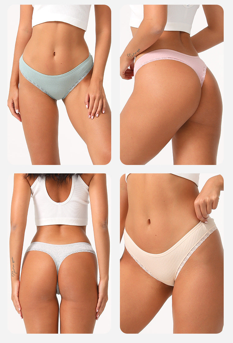 Freedombeauty | Breathable Underwear for Women T-Back Low Waist Sexy Briefs Sexy Lace Bikini New