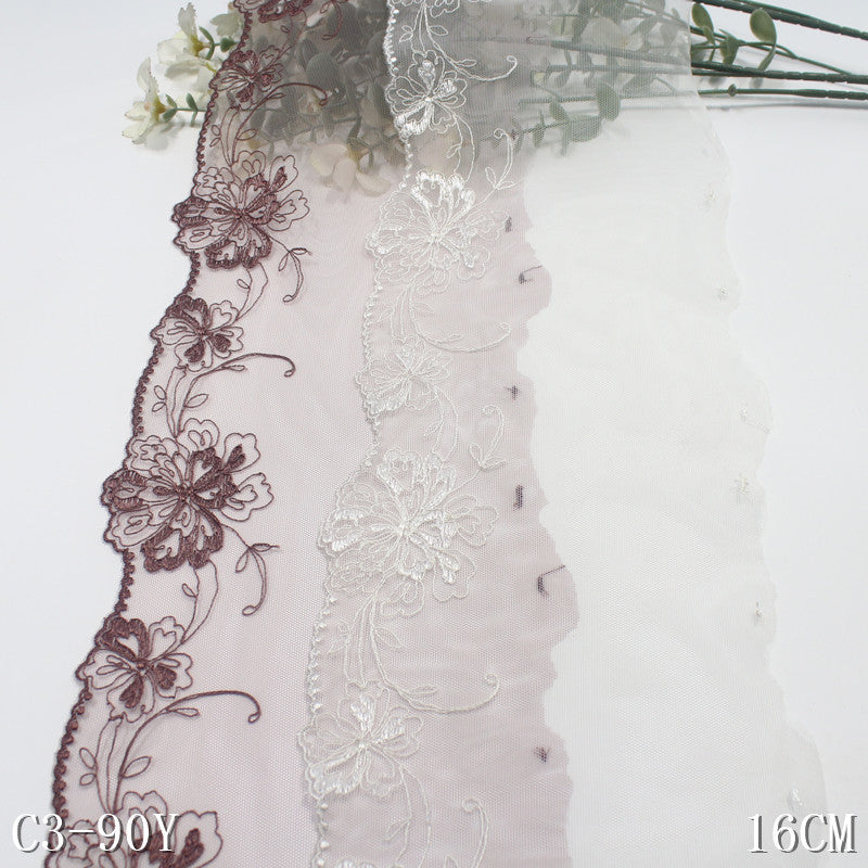 freedombeauty|Two-Color Single-Sided Vintage Floral Lightweight Stretch Embroidery 15cm Clothing Home Textile Lace Trim Accessories