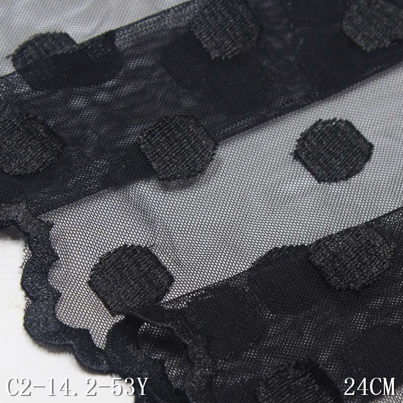 Freedombeauty | Black Mesh Spot Polyester Thread Embroidery Lace Accessories Curtain Clothing Accessories Textile Accessories
