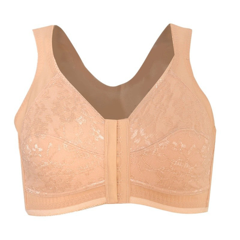 Freedombeauty | Cross-Level European and American Ultra-Thin Lace Front Buckle plus Size Bra Short Vest Underwear Wireless Sleep Home
