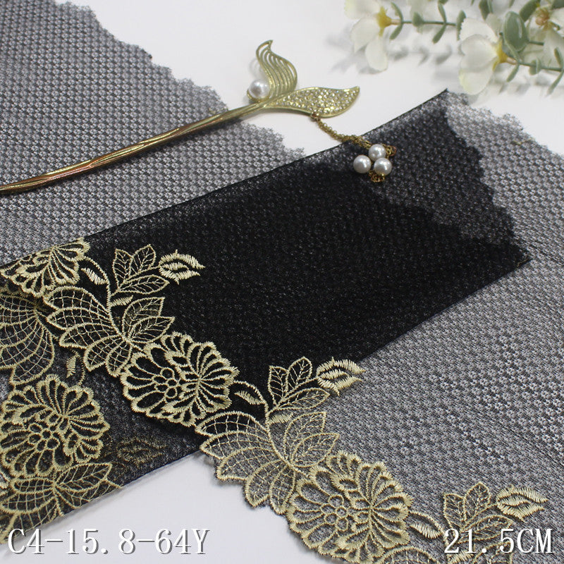 Freedombeauty | Black Lace Grenadine Unilateral Flower Embroidery Lace Clothing Home Textile 21cm Lace Accessories