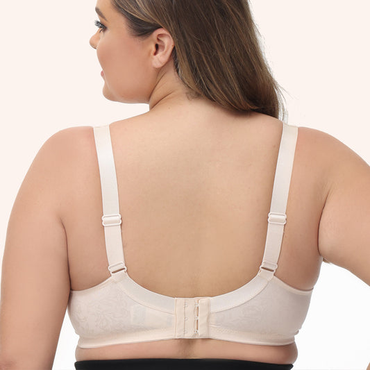 Freedombeauty | Wireless Brushed Pad Wide Shoulder Strap Full Cup plus Size Bra High-End Printing European and American Ultra-Thin Underwear De