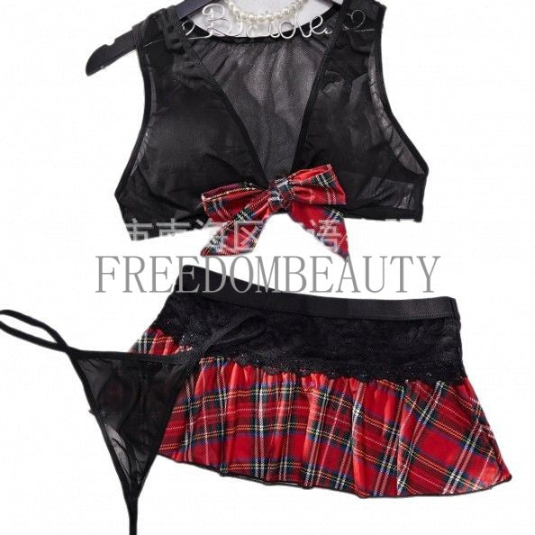 Freedombeauty | Internet Celebrity New Sexy Pajamas Plaid Skirt Sexy Uniform Suit Sexy Suit