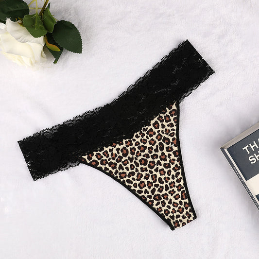 Freedombeauty | plus Size Cotton Underwear Sexy Lace T-Back Invisible Low Waist Hip Lifting Briefs Pattern Support Knitting