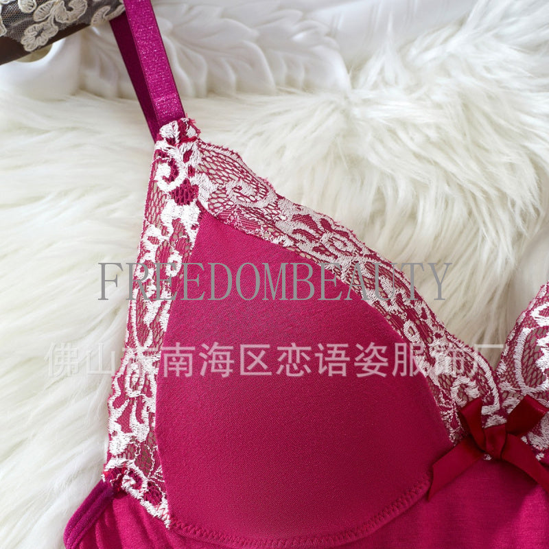 Freedombeauty | Sexy Fashion Charm Temptation Pure Desire Wind Women's Lingerie Strap Pajamas Nightdress Short Sleeve