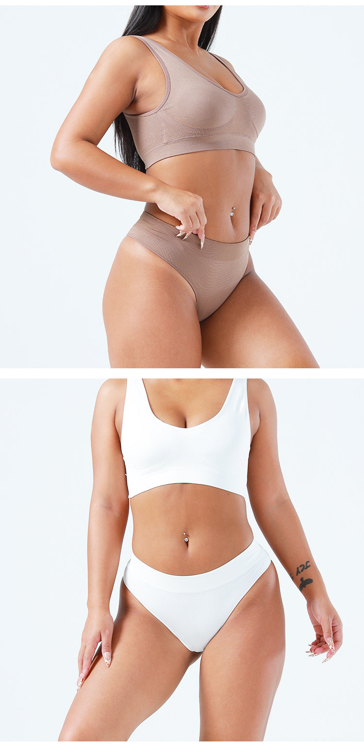 Freedombeauty | New Girl Hip Lifting Underwear Sports Sexy TT Pants Elastic Seamless Solid Color Low Waist plus Size T-Back Women