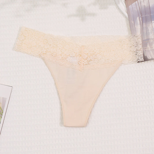 Freedombeauty | New Panties Cotton Women Lace Sexy Low Waist Seamless Breathable Invisible Underpants Simple Female T-Back