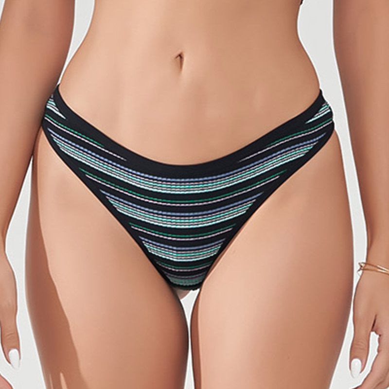 Freedombeauty | European and American New Color Striped Sports Fitness T-Back Rainbow Thread Cotton Ladies Low Waist Sexy Panties