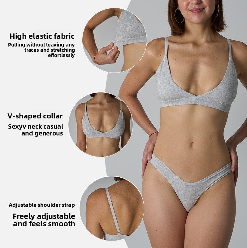 FREEDOMBEAUTY | Cotton bra set cotton ammonia hot girl bra underwear set no chest pad no steel ring breathable underwear set women