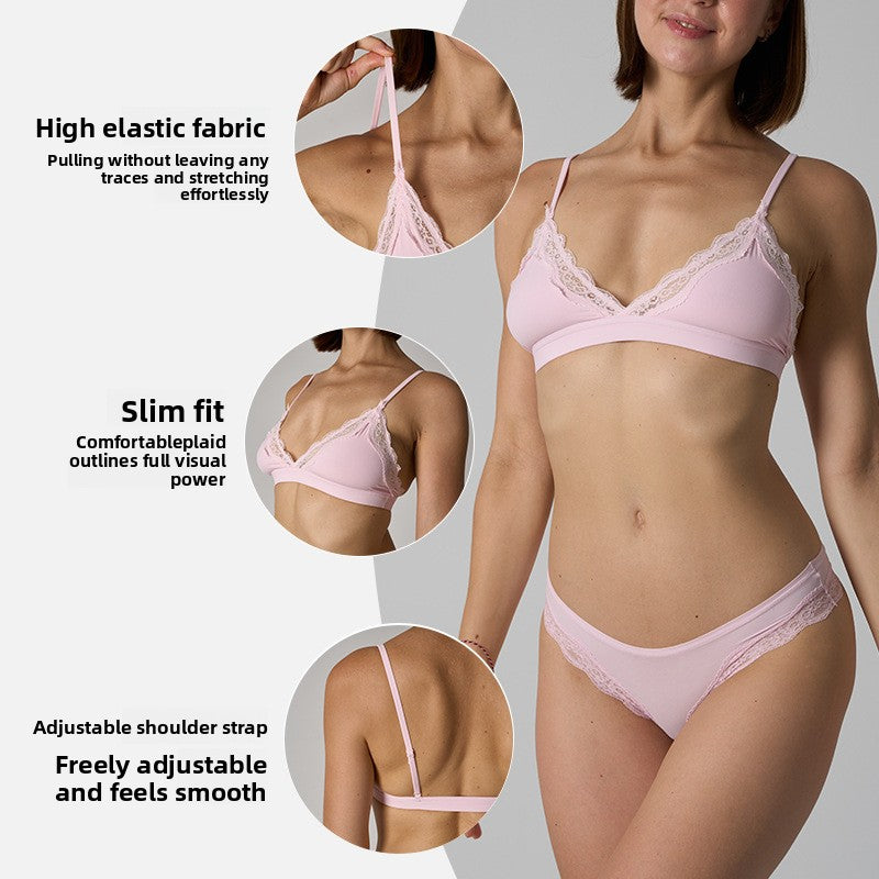 FREEDOMBEAUTY | lace bra set lace sexy babes underwear bra set nude breathable skin-friendly panties set women