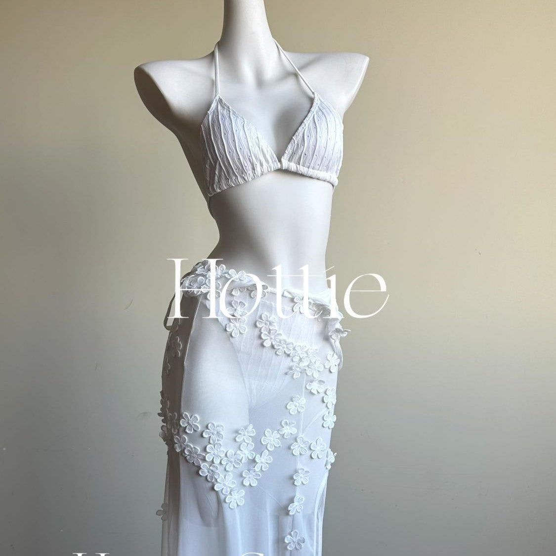 freedombeauty|[Moonlight Concerto] Pure Desire Semi-Transparent Beach Vacation Long Dress Bikini Sexy Swimsuit Cover-Up Island Vacation