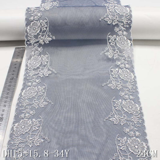 Freedombeauty | Dark Blue Polyester Thread Flower Bilateral Embroidery Lace Accessories Curtain Sofa Cushion Clothing Lace