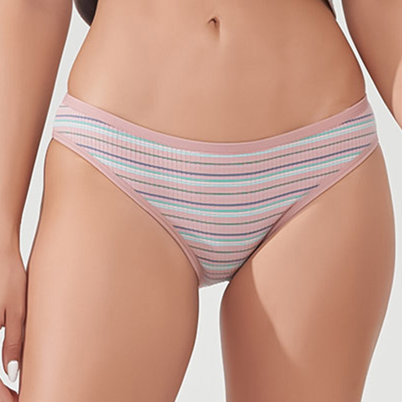 Freedombeauty | New Color Stripes Breathable Threaded Cotton Underwear Women's Comfortable Low Waist Hot Girl Briefs in Stock