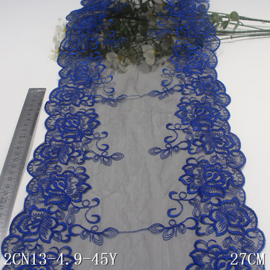 Freedombeauty | Black Mesh Bilateral Vintage Flower Embroidery Lace Clothing Home Textile 27cm Lace Accessories