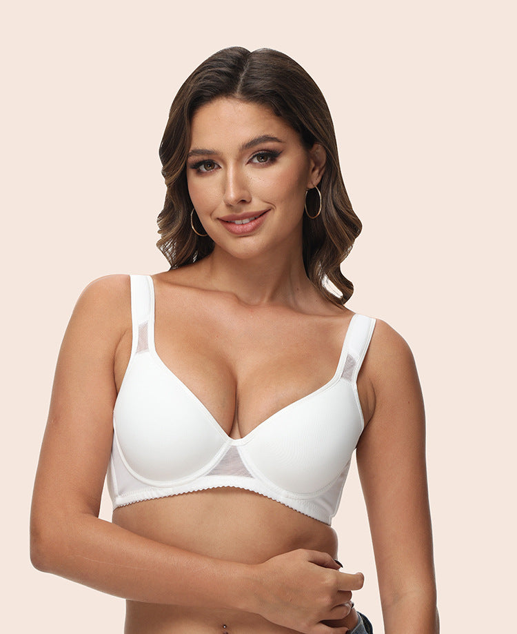 Freedombeauty | Widened Shoulder Strap Thin Cup Sponge Solid Color Summer T-shirt Bra All-Match Underwear Bra European and American 34-40bcd