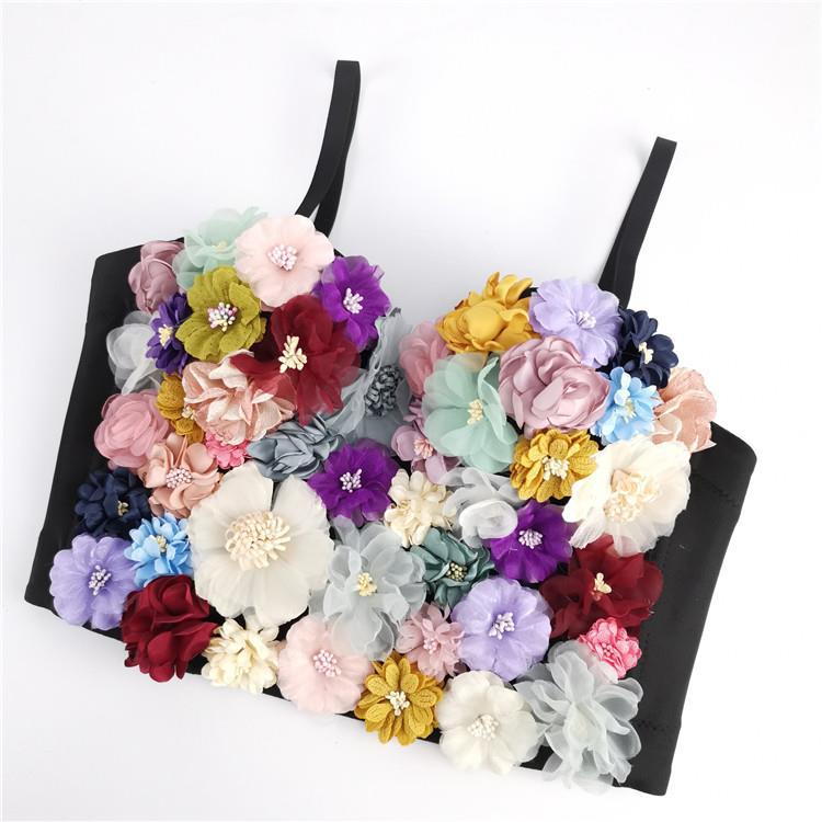 freedombeauty｜Designer flower color matching short soft fairy air suspender body sculpting performance suit with chest pad bra DB961