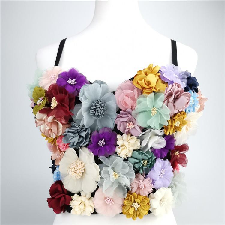freedombeauty｜Designer flower color matching short soft fairy air suspender body sculpting performance suit with chest pad bra DB961