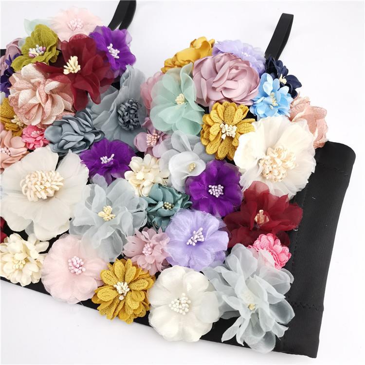 freedombeauty｜Designer flower color matching short soft fairy air suspender body sculpting performance suit with chest pad bra DB961