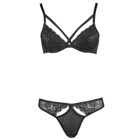 FREEDOMBEAUTY | FQ2655 Black Lace Tulle Mesh Rim Bra Panties Sexy Low Waist Hollow Thong Suit Female Pure Lust