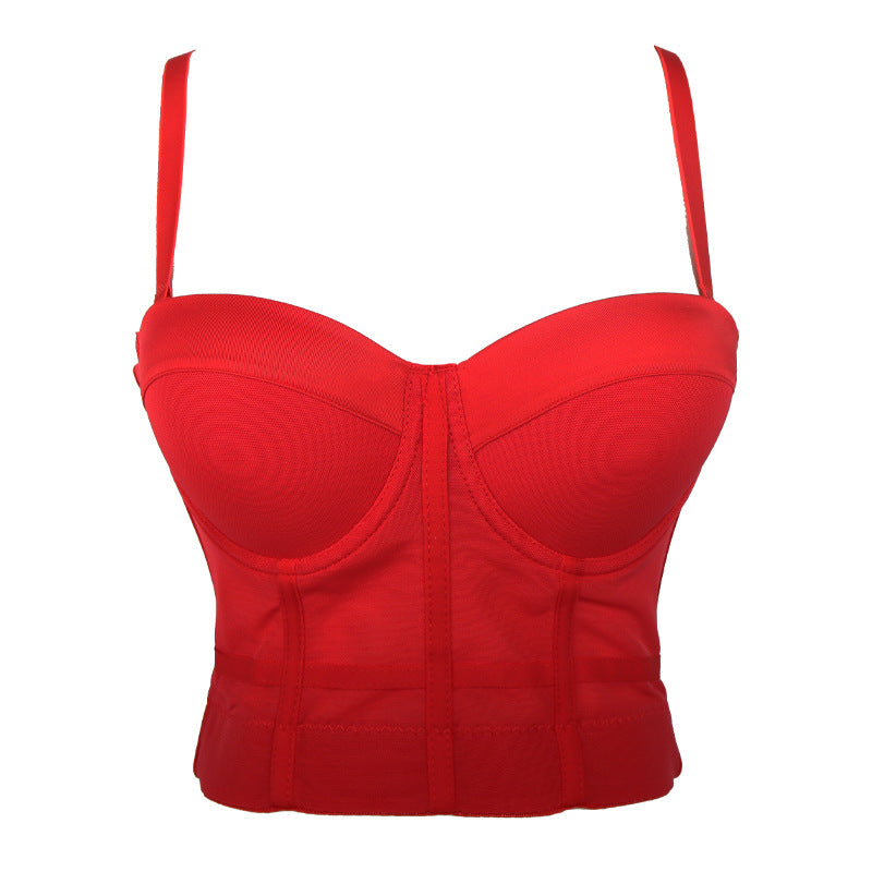 freedombeauty｜Elastic mesh underwear outer wear body sculpting yoga dance bra with chest pad Kaka beauty back sling vest DB594