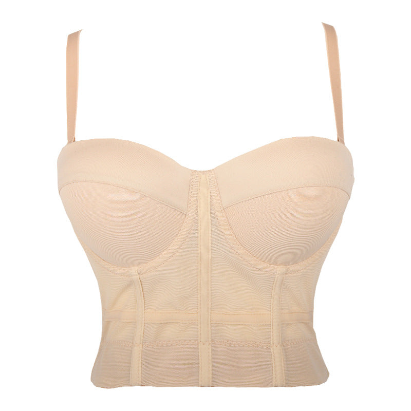 freedombeauty｜Elastic mesh underwear outer wear body sculpting yoga dance bra with chest pad Kaka beauty back sling vest DB594
