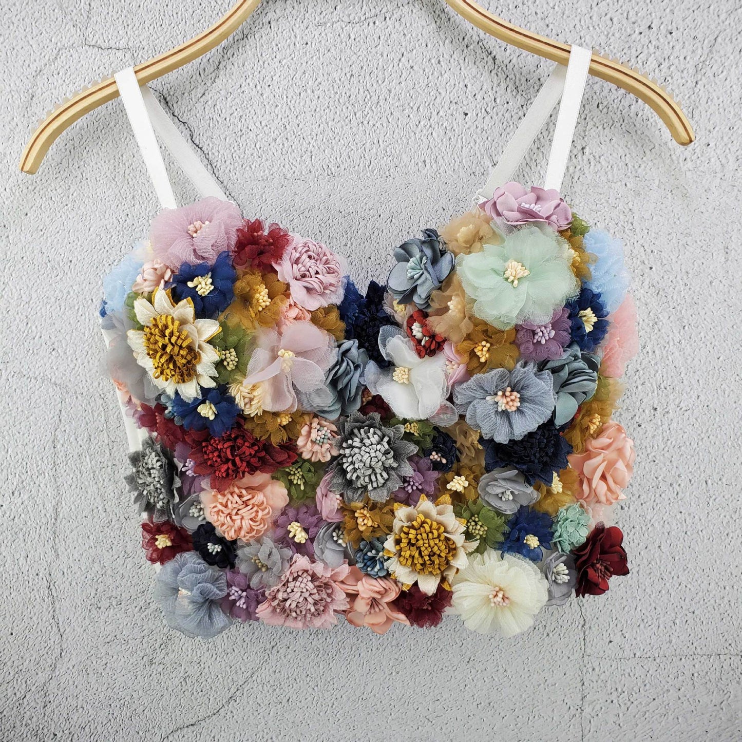 FREEDOMBEAUTY | Internet celebrity flower color matching vest short soft fairy multi-color suspender versatile chest wrap outer wear vest thin backless