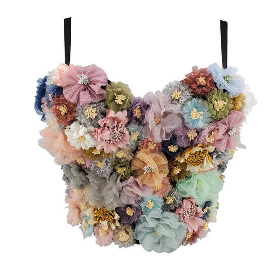 FREEDOMBEAUTY | Internet celebrity flower color matching vest short soft fairy multi-color suspender versatile chest wrap outer wear vest thin backless