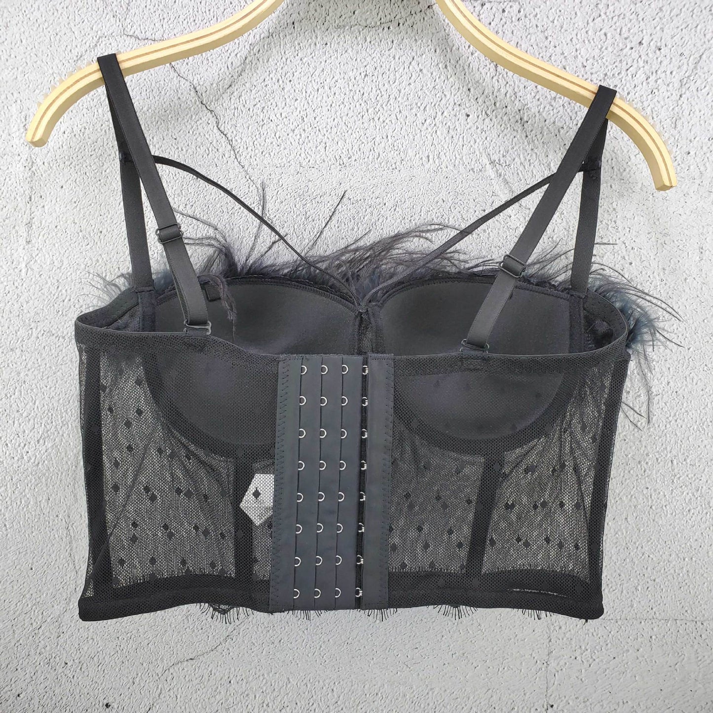 FREEDOMBEAUTY | Solid color mesh lace feather suspender vest 19 temperament vest tube top women can wear sexy lace