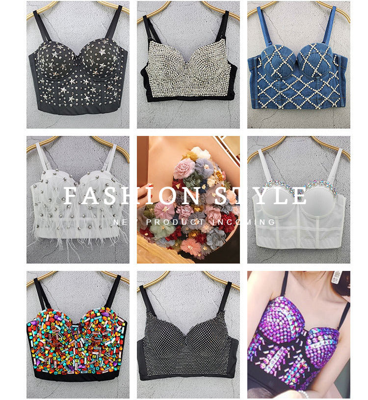 FREEDOMBEAUTY | Solid color mesh lace feather suspender vest 19 temperament vest tube top women can wear sexy lace