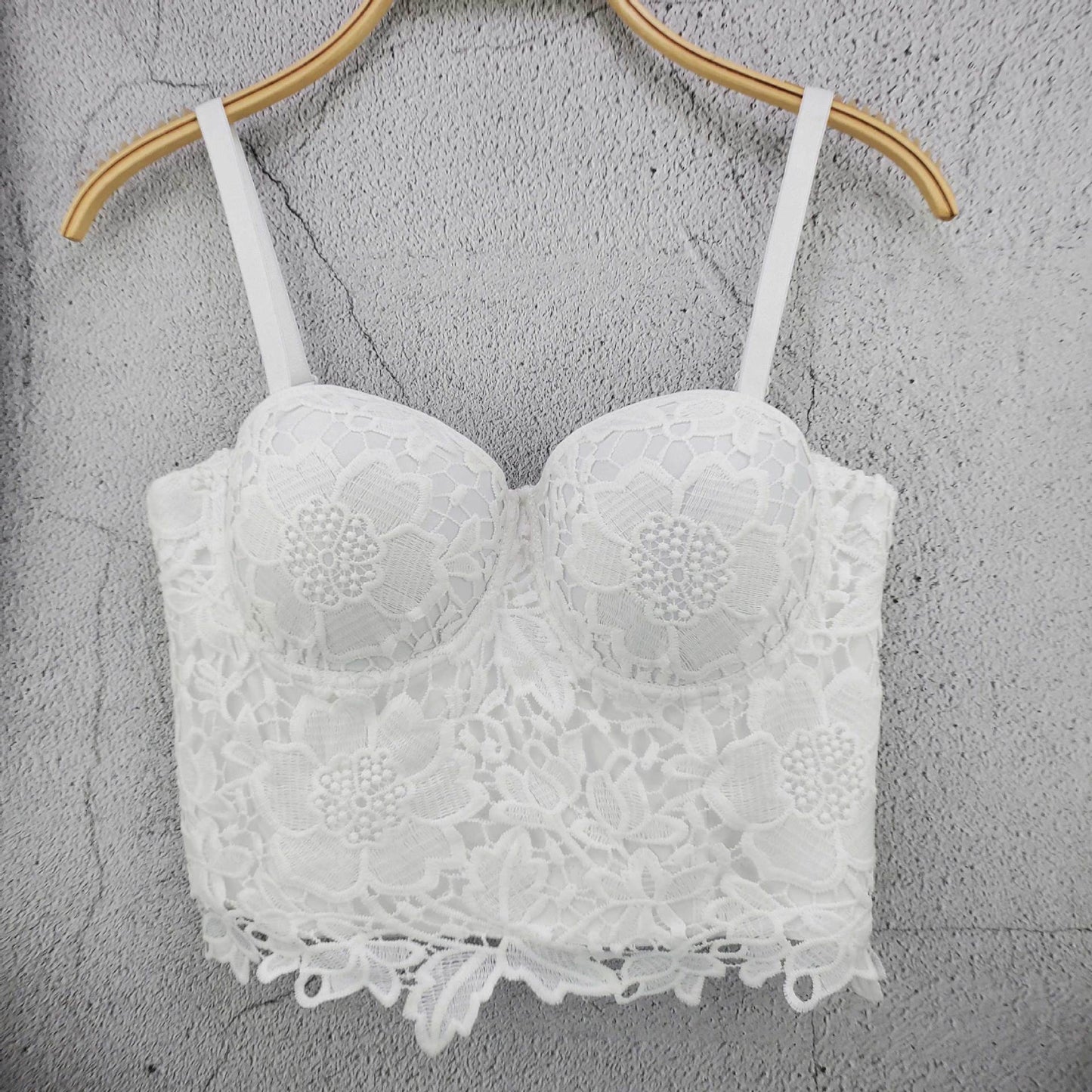 FREEDOMBEAUTY | Single-piece embroidered short slim-fitting one-year-old embroidered corset women's clothing transparent versatile tube top ruffle edge sexy celebrity style