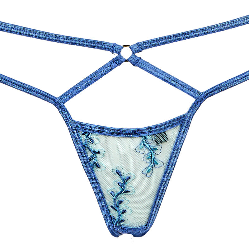 FREEDOMBEAUTY | FJ298 Mermaid blue breasts open-file women's erotic underwear bra set steel tray CD cup big chest strap