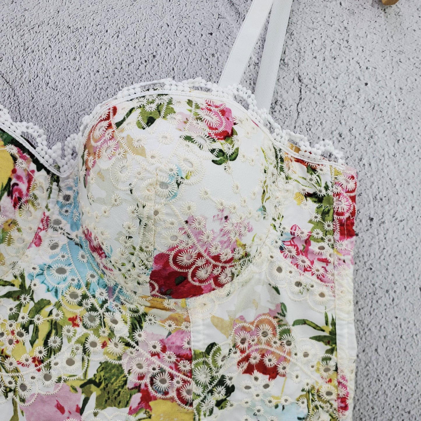 FREEDOMBEAUTY | Spring and Summer Cotton Printing with Chest Pad Suspender Outside Wear Youth Open Navel Inside Women's Cotton Vest Top Sexy Hollow