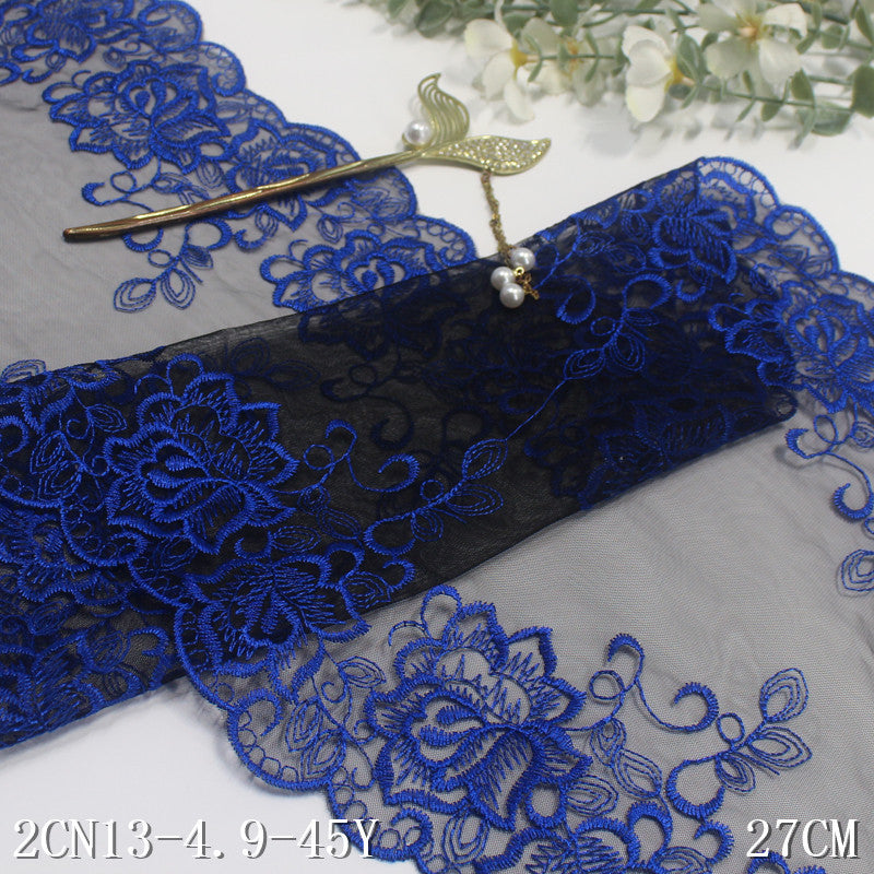 Freedombeauty | Black Mesh Bilateral Vintage Flower Embroidery Lace Clothing Home Textile 27cm Lace Accessories