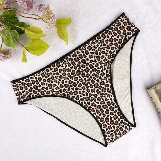 Freedombeauty | European and American New Women's Leopard Print Underwear Pure Cotton Breathable Briefs Sexy Thong T-Shaped Panties