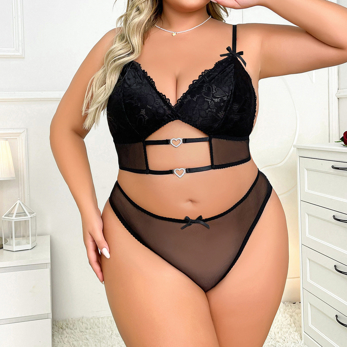 Freedombeauty | High-End Quality New Style Sexy Sexy Mesh 2-Piece Set plus Size