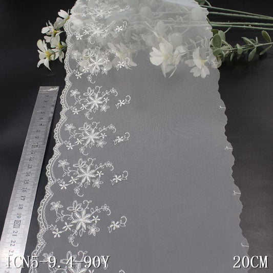 Freedombeauty | Creamy-white Mesh French Unilateral Flower Embroidery Lace DIY Clothing Curtains Lace Accessories