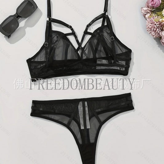 Freedombeauty | Fashion Sweet Pure Desire Wind Elastic Mesh Charm Temptation Sexy Underwear Suit