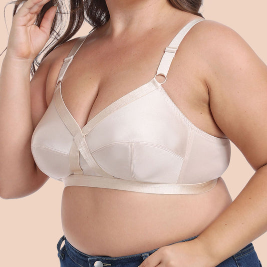 Freedombeauty | Satin Ultra-Thin plus Size Bra Wireless European and American Underwear Bra Female 80bcdefg-120bcdeeefg