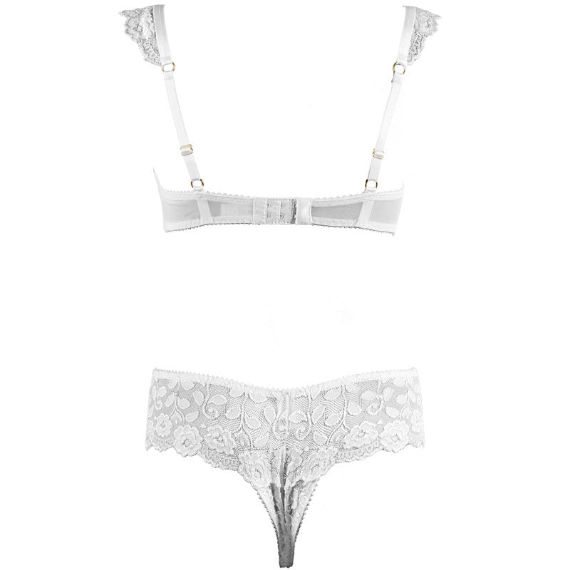 FREEDOMBEAUTY | FQ2618 Pure desire white lace sponge steel tray bra mid-waist no-take-off underwear women's lingerie set